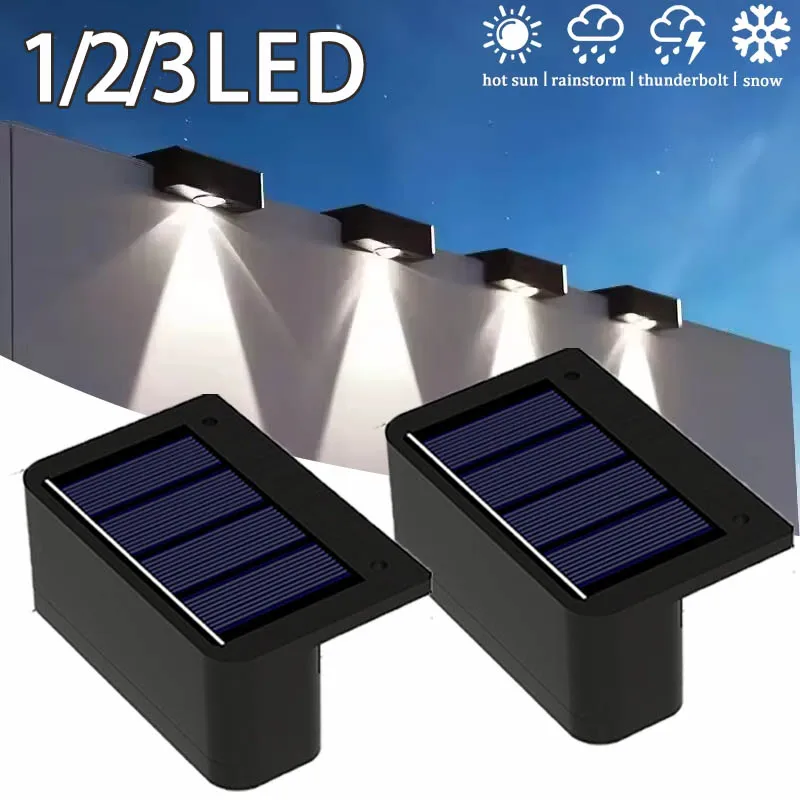 

1/2/4 шт. солнечные настенные светильники, уличное водонепроницаемое садовое освещение ступеней для двора, забора, лестницы, дорожки, украшения снаружи, солнечные фонари