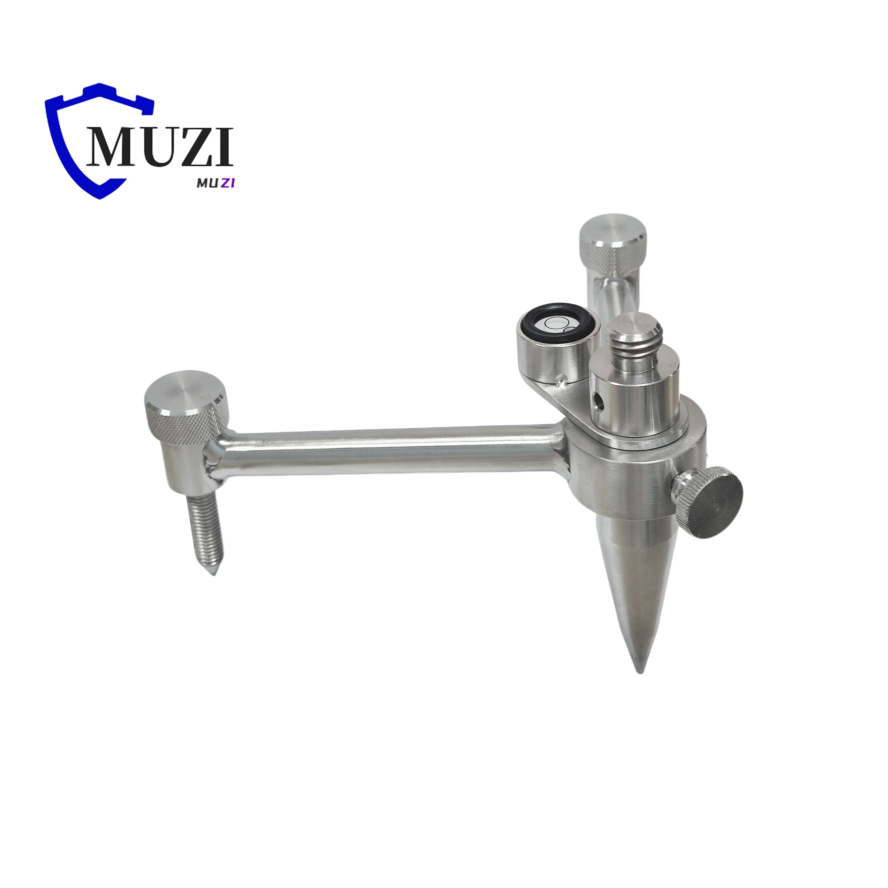 11cm Stainless Steel Mini Survey Tripod for Leica for Topcon Surveying Prism Pole with 5/8-11 Thread Adapter & Bubble Level