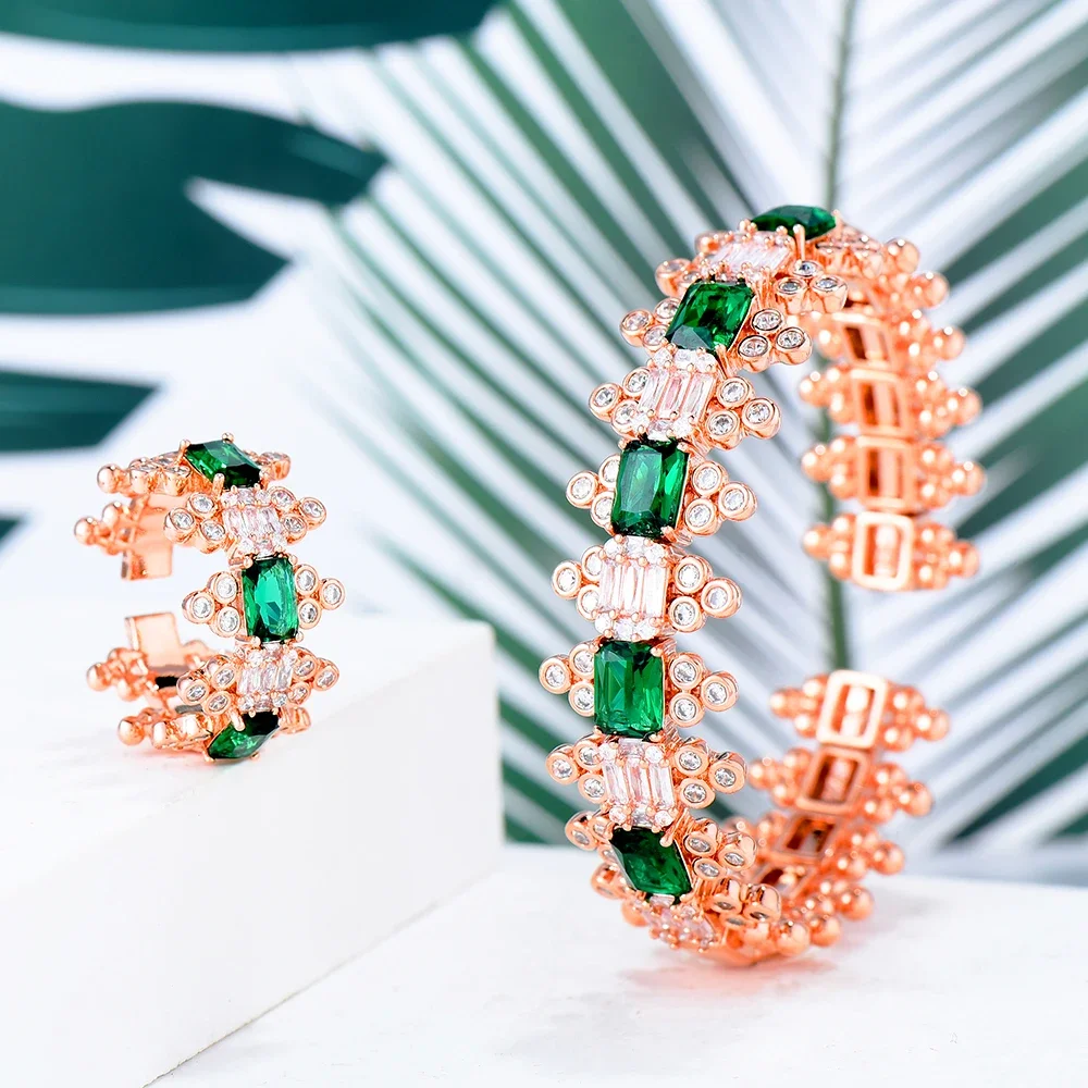 

Gorgeous Flexible scalable Adjustable Openning Bangle Ring Jewelry Set for Women Important Occasion Party Noble Symbol