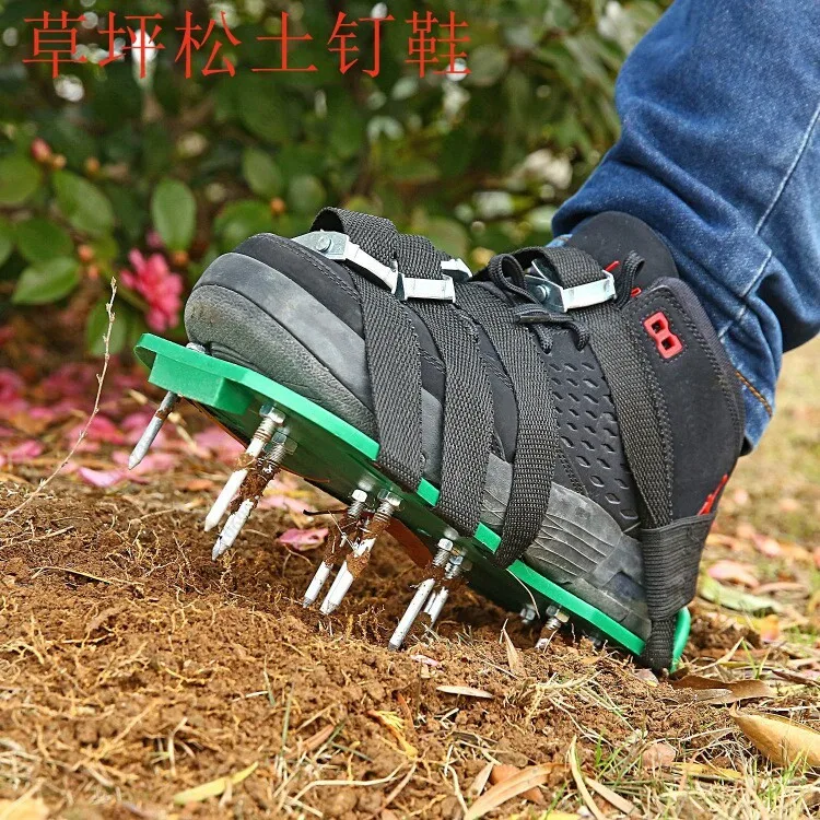 Garden Lawn Aerator Spiked Shoes, Outdoor Grass Loosening Punching Tool for Cement Paint Epoxy Floor Construction Use