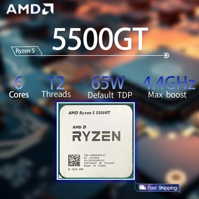 

AMD Ryzen 5 5500GT CPU Processor R5 5500GT 3.6GHz--4.4GHz 6-Core 12-Thread L3=16MB Cache 7NM 65W Socket AM4 Gaming Processor CPU
