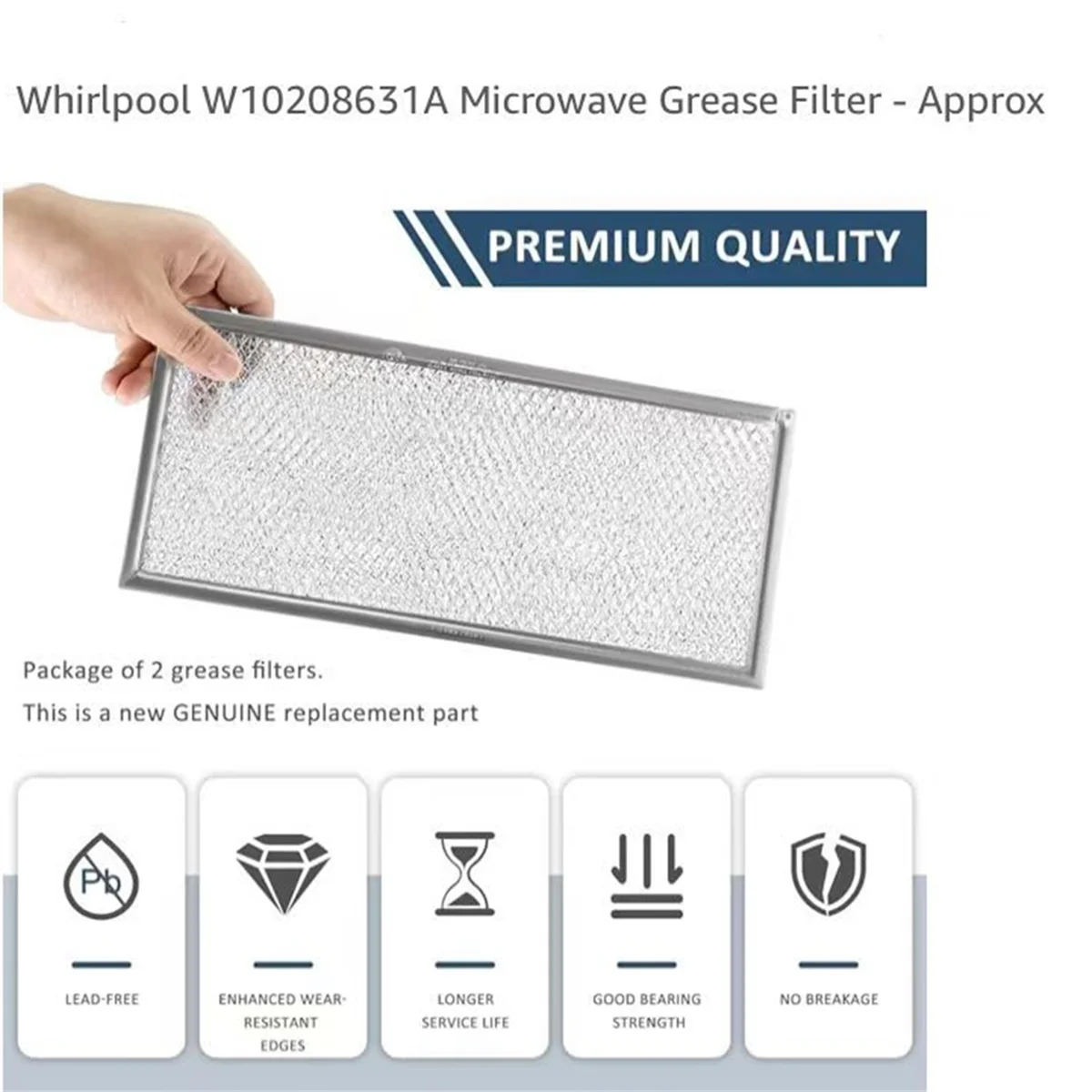 4PCS W10208631A Microwave Grease Filter Aluminum Mesh Filter for Microwaves Replaces Filter