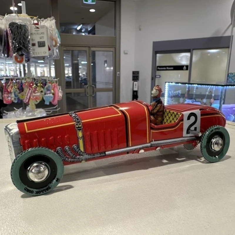 

Funny The Red Sports Car F1 Racing Mechanical Toy Collection Retro Wind Up Toy Metal Tin Figures Kids Gift Clockwork Toy