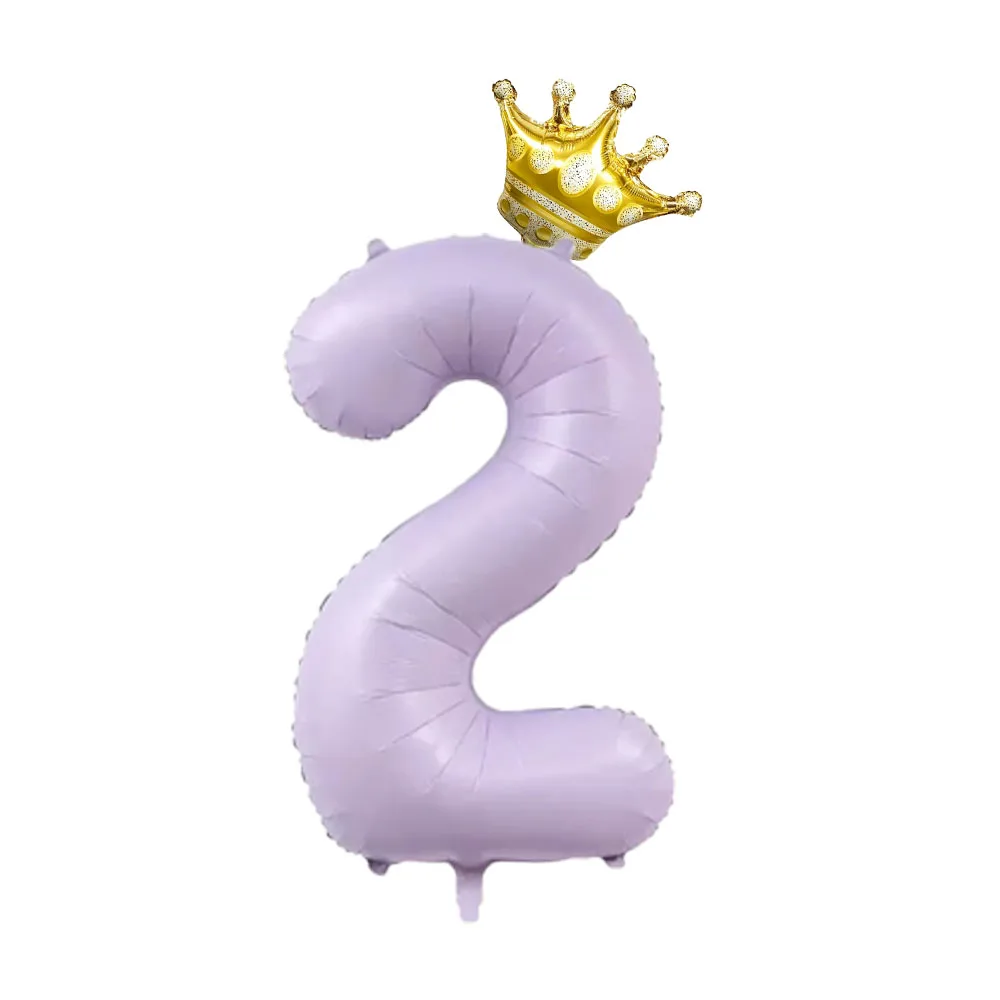 2pcs Gold Crown Foil Balloon 40inch Cream Purple Digit 0-9 Number Balloons 1 2 3 4 5 Years Old Birthday Party Decoration Balloon