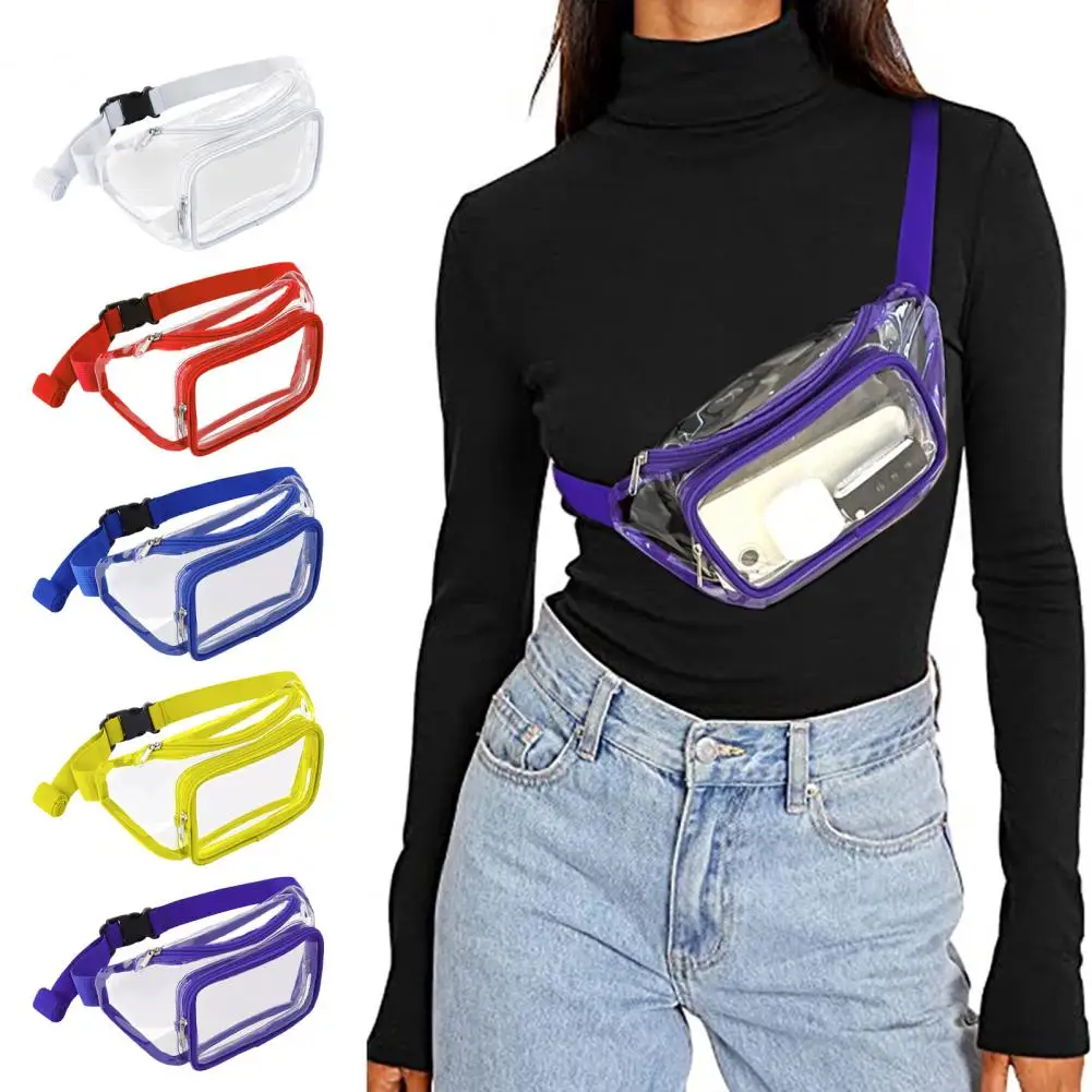 Stylish Transparent Fanny Pack with Adjustable Strap Thick Waterproof Versatile Waist Bag for Men Women Jogging Waist Pouch