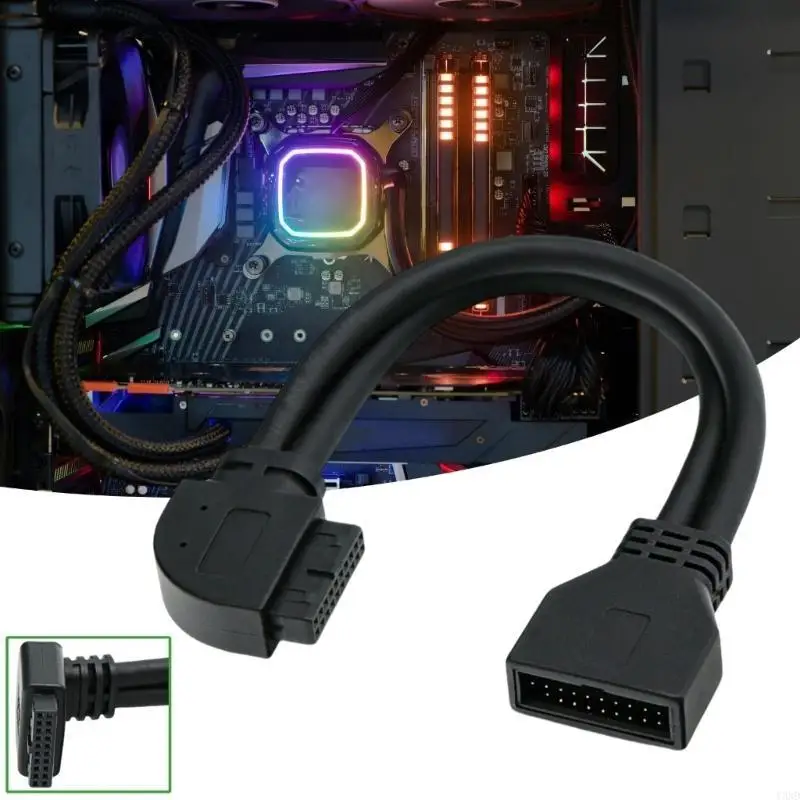 19Pin 20Pin USB3.0 Right Angled Adapter Cable Fast Speed Data Transfer Flexible PVC Shielding For Computer Motherboards Y3ND