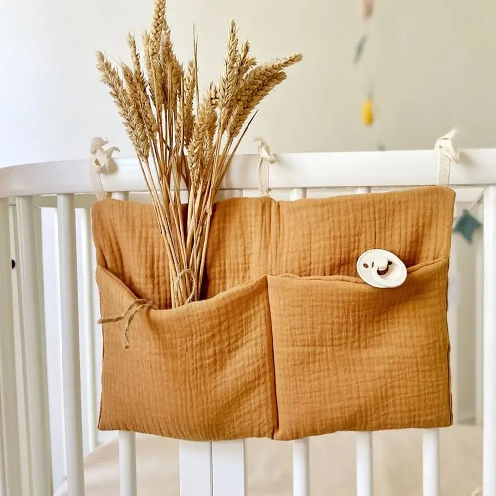 Portable 2 Pockets Crib Hanging Bag Multifunction Diaper Storage Storage Bag Infant Products Convenient Bedside Organization Bag