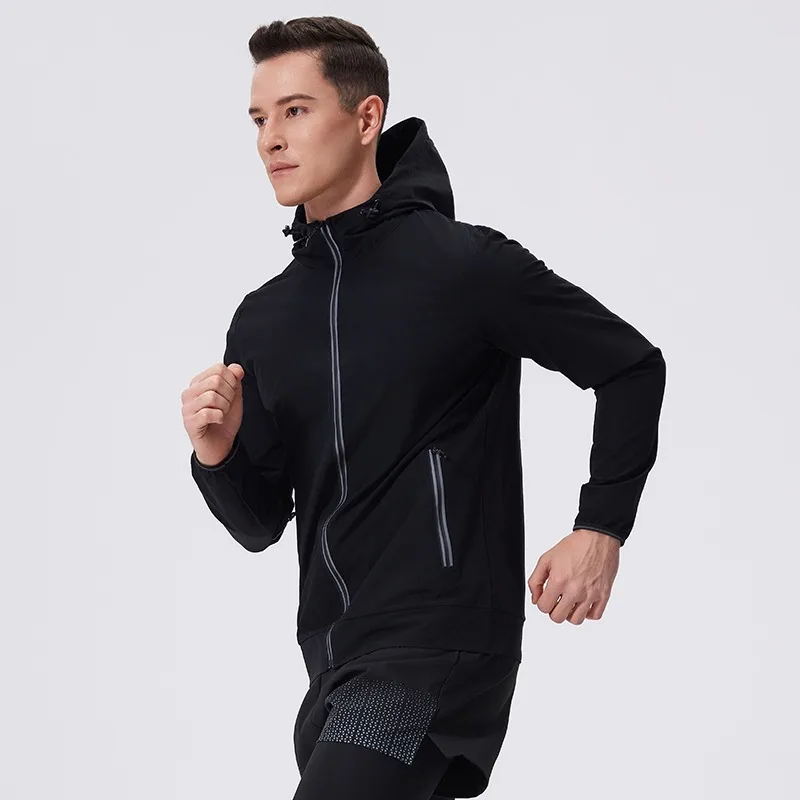 

Men's Running Jacket Breathable Hooded Quick Dry Hiking Sports Coat for Men Outdoor Fitness clothes