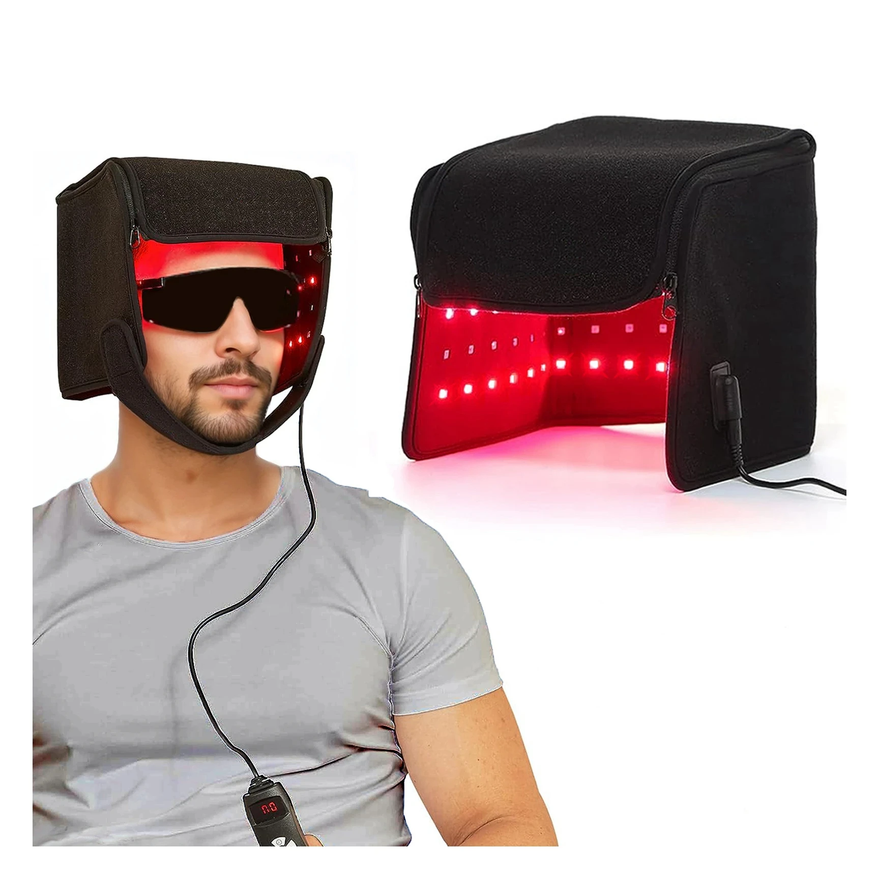 Sombrero de terapia física con luz roja LED para la pérdida de cabello, promueve el crecimiento rápido del cabello, 660nm y 850nm