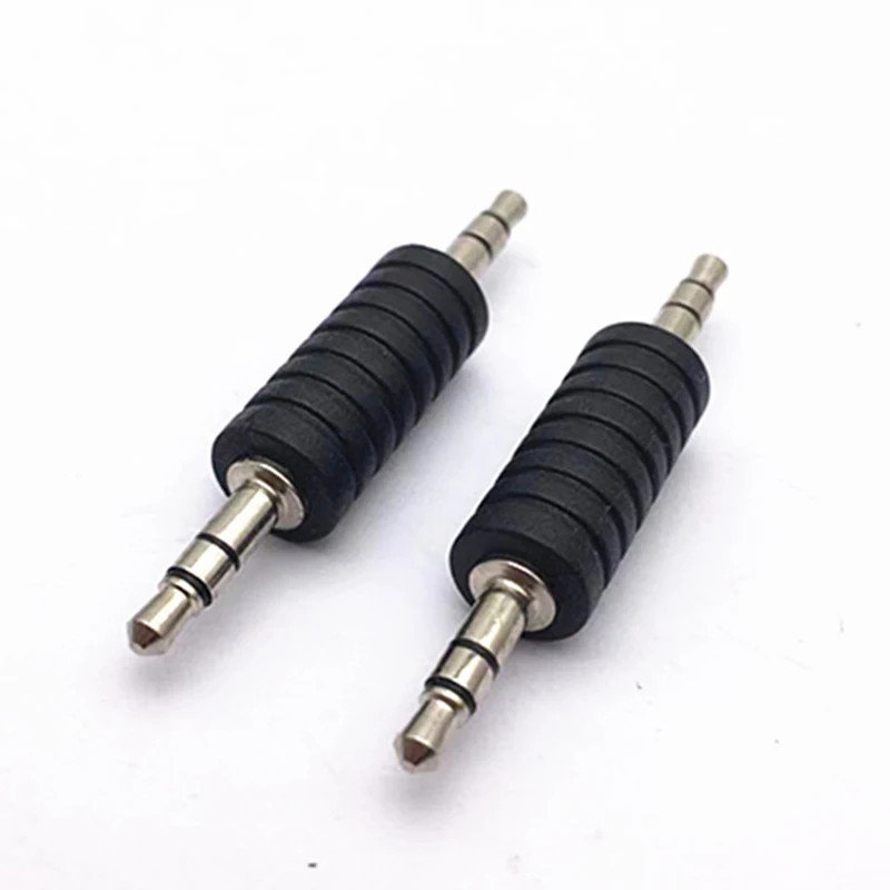 3.5mm 3-pin Male To Male Audio Adapter Plastic Black Dual Channel Three Section Straight Through Head Stereo Audio Plug E2