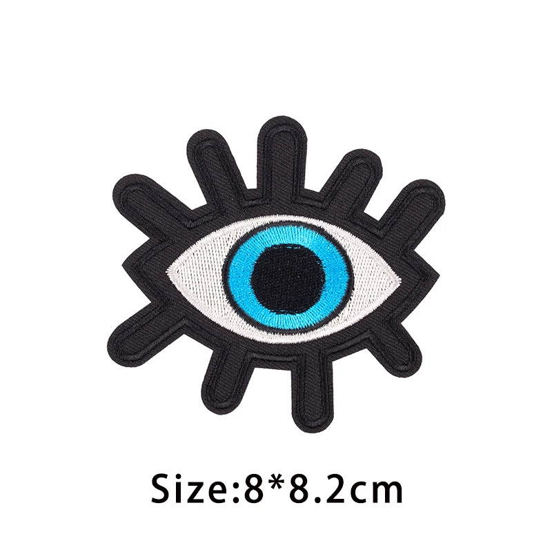 Funny Cartoon Eyeball Clothes Patch Badges Iron on Eyes Biker Patches For Clothing Stripe Embroidered Sewing Punk Appliques