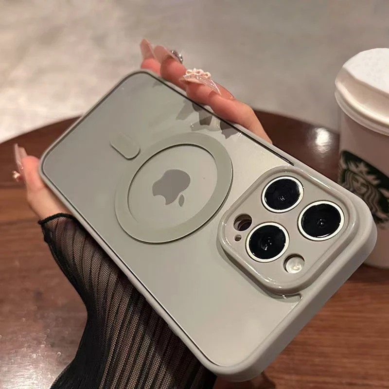 

Transparent Matte Acrylic Case for iPhone 16 15 14 13 12 11 Pro Max 16 Plus Hard Shockproof Magnetic Wireless Charge For Magsafe