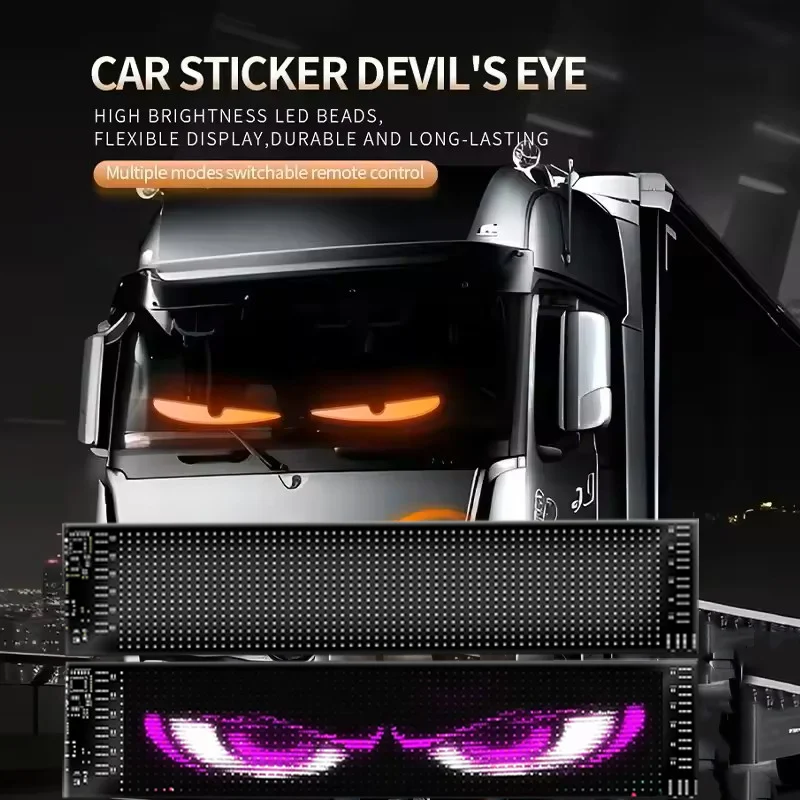 

2PCS Windshield Eyes Light LED Flexible Devil's Dynamic RGB Matrix Pixel Panel Bluetooth APP Car Eye Light Glowing for Car Truck