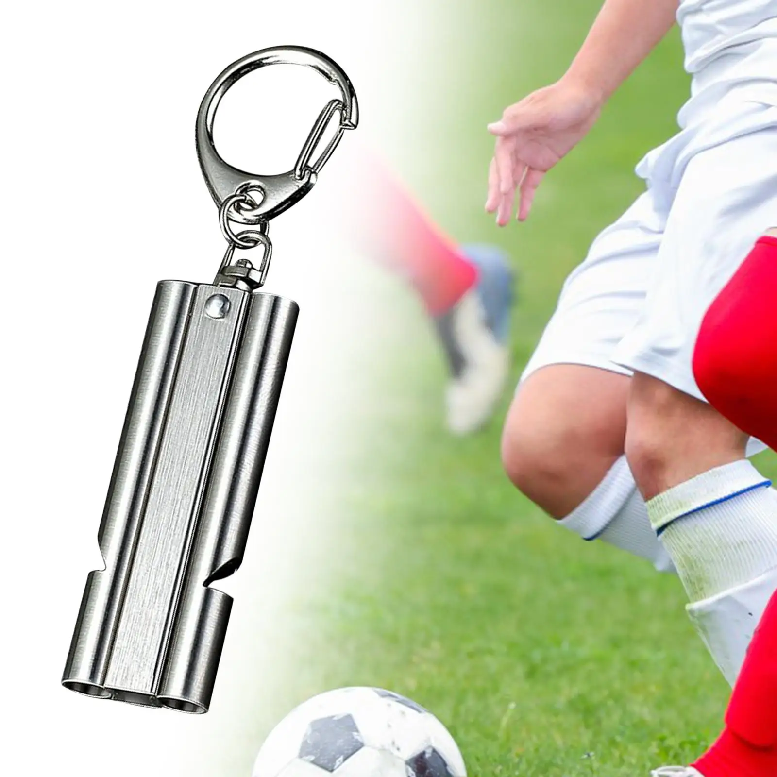 Stainless Steel Training Whistle Dual Tube Sports Referee Safety Whistle Loud Sound for Rescue and Coaching