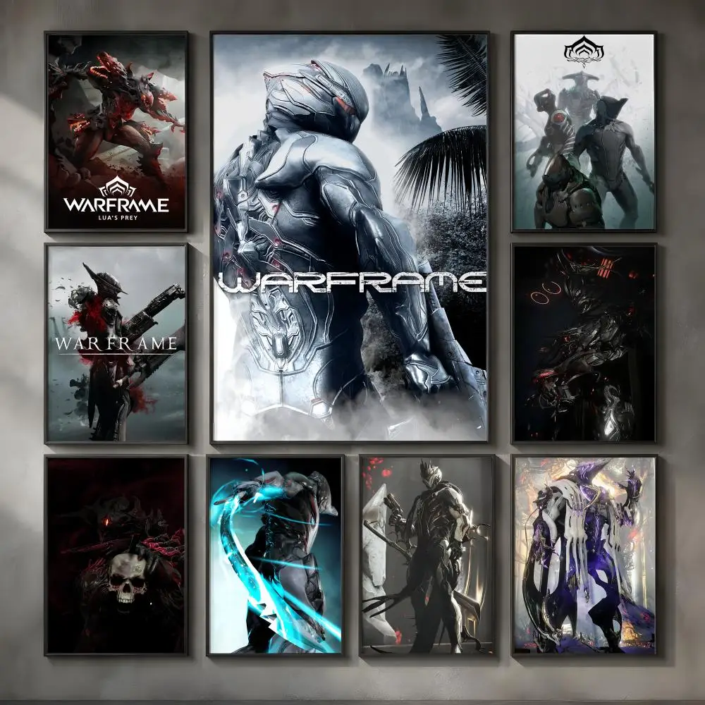 Game W-Warframe-e Poster Vintage Self Adhesive PP Wall Art for Living Room Bar Bedroom Home Decor Gift