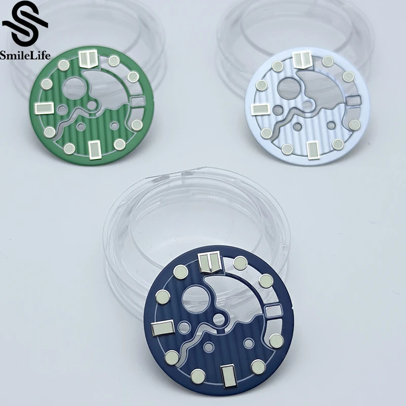 SmileLife 28.5 مللي متر ساعة مجوفة قرص أخضر مضيء ملحقات الساعة وجوه الساعة لحركة NH35/NH36 مع موضع الساعة 3