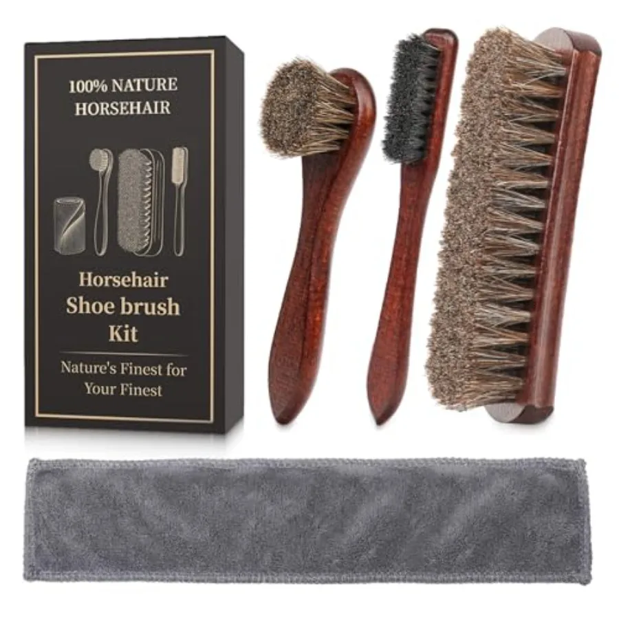

100% Horse Hair Brush for Leather Shoe Brush Cleaning Boot Care Horse Hair Brush for Polishing Shining Buffing Dauber Applicato