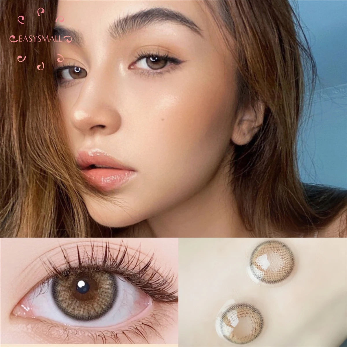 Kontak mata dengan warna tahunan kucing Holly gila coklat untuk mata wanita kecil kecantikan pupil lensa kontak miopia resep derajat