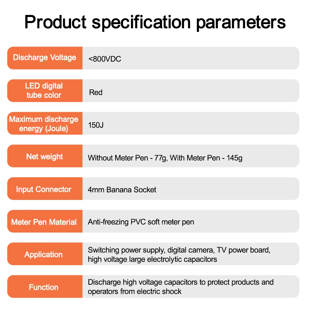 800V Sparkpen Battery Capacitor Discharge Pen Discharger Protection Electrician Quick Discharge Voltage Tester Tool with Voltmet