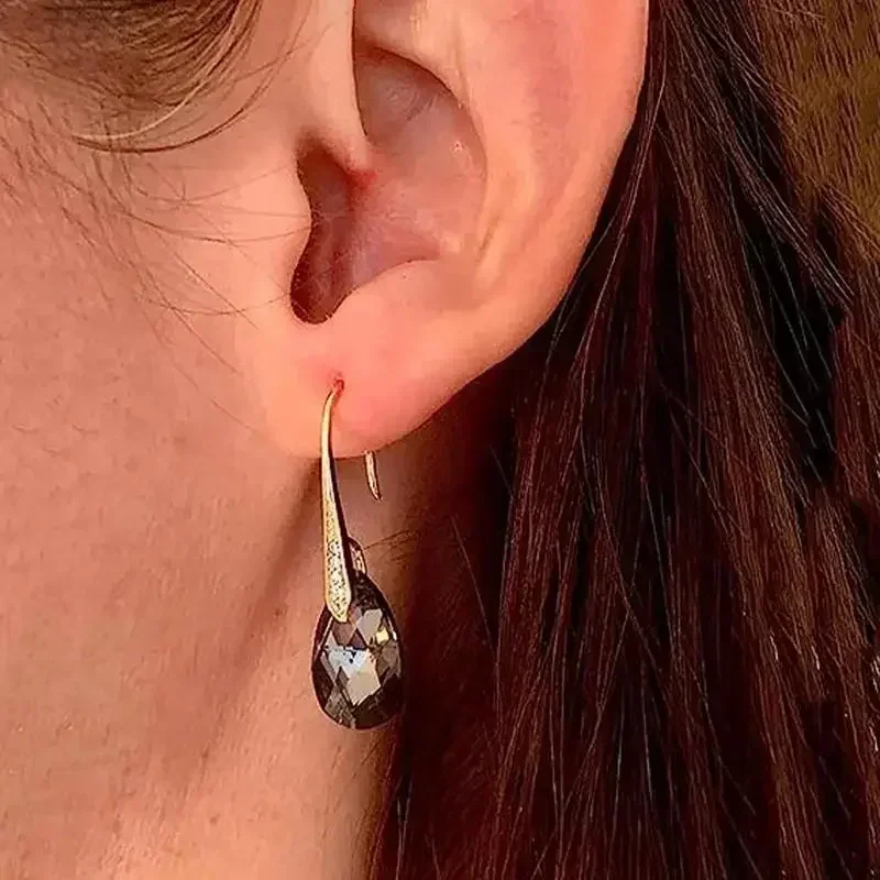 Pendientes magnéticos adelgazantes linfáticos para perder peso para mujer, aretes de drenaje linfático con diamantes de imitación brillantes y piedra de cuarzo