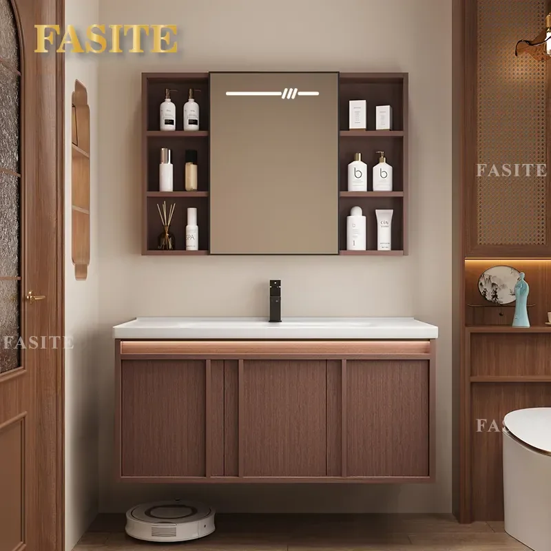 For Honeycomb Aluminum Bathroom Cabinet Antique Door Ceramic Integrated Washstand Washbasin Combo Durable Modern Home Decor