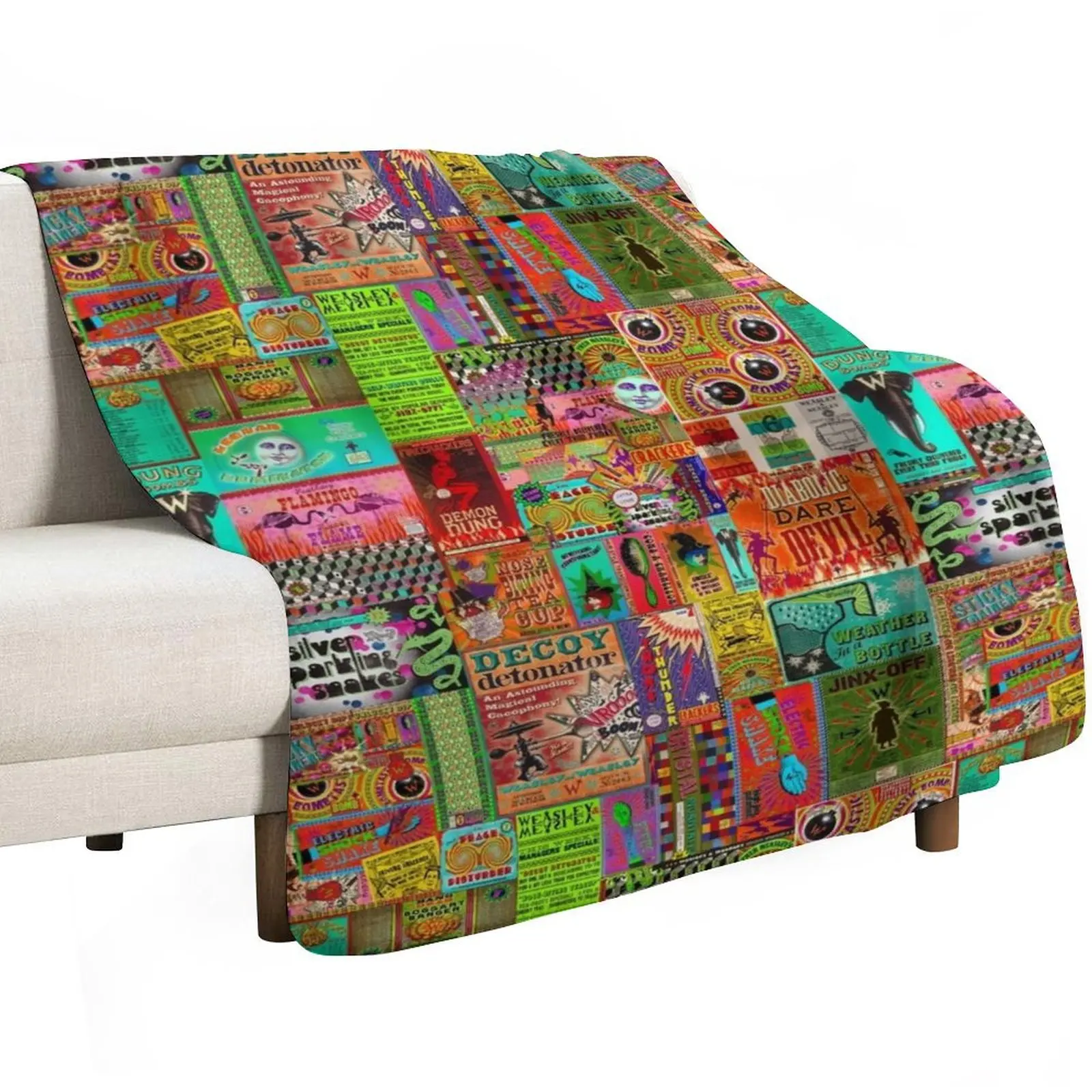 Weasley's Wizard Wheezes Collage Throw Blanket decorative Retros Multi-Purpose Furrys Thin Sofas Blankets