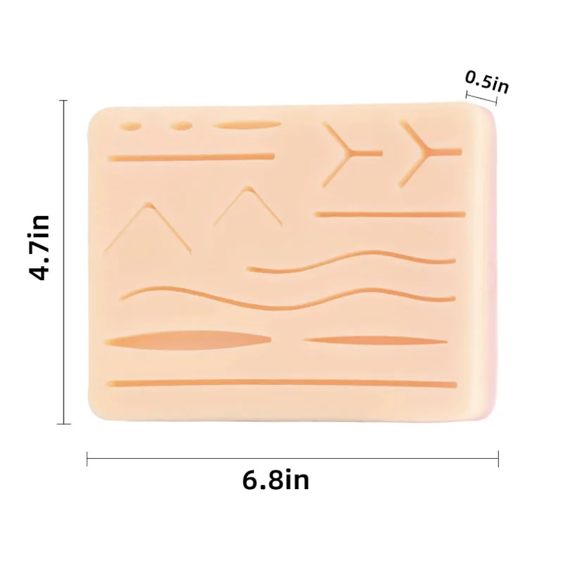 Suture Practice Pad Traumatic Skin Suture Model with Wound Silicone Reusable Surgical Suture Knotting Silicone Teaching Model