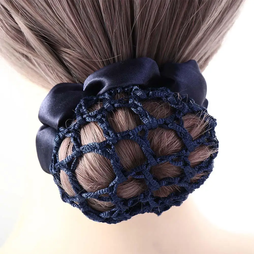 Korean Flower Hair Net For Women Girls Hotel Bun Snood Nurse Hair Cover Net Ponytail Holder Dance Elastic Tie Headwear