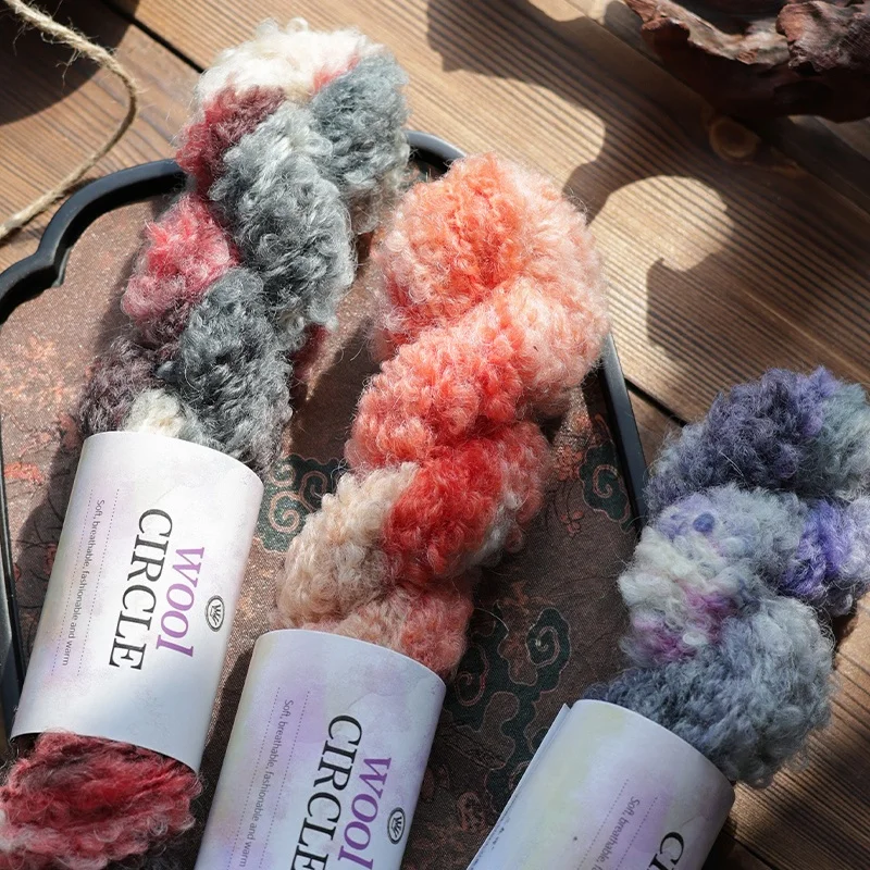 High-End Hand-Dyed Looped Wool Yarn with Artistic Color Transitions and Gradient Colors, Featuring Dazzling Gradient Patterns, Used for Knitting Fashionable Warm Sweaters for Men and Women in Autumn and Winter, Scarves, Hats, Decorative Tapestries, Etc., Offering Both Practical Value and a Premium Feel, 1 Bag = 150 Grams = 3 Pieces