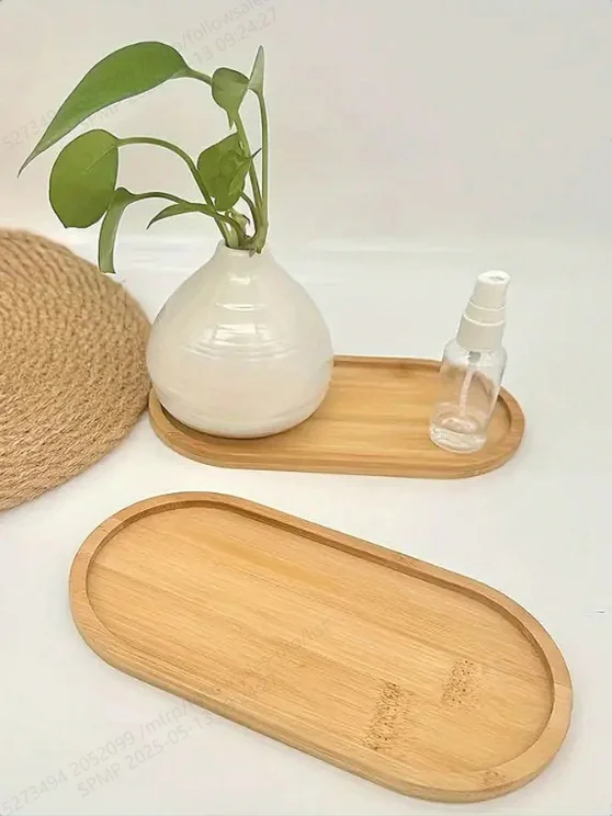 Multi Bamboo Tray Wood Saucer Flower Pot Tray Cup Pad Coaster Plate for Kitchen Decorative Plate Creative Coaster Coffee Cup Mat