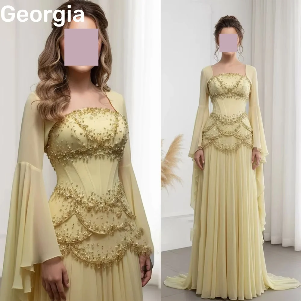 

Женские вечерние платья на заказ с квадратным вырезом длиной до пола, платья для выпускного вечера на молнии с подкладкой и длинными рукавами, платье на день рождения