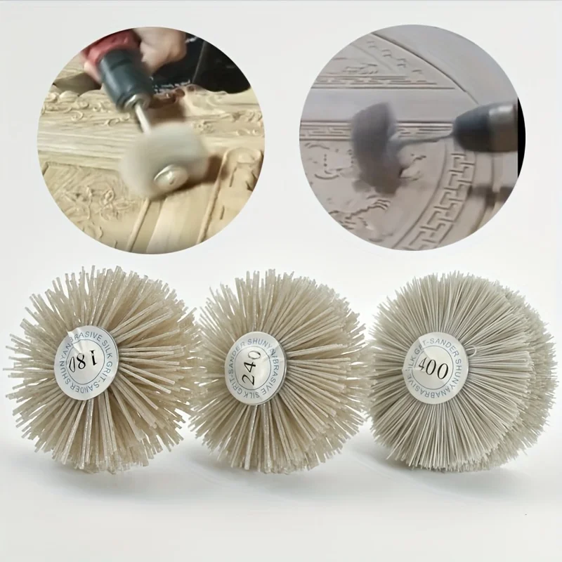 

2 sets of nylon polishing heads suitable for sanding and polishing wood carving craft tools, nylon grinding wheel rotating tools