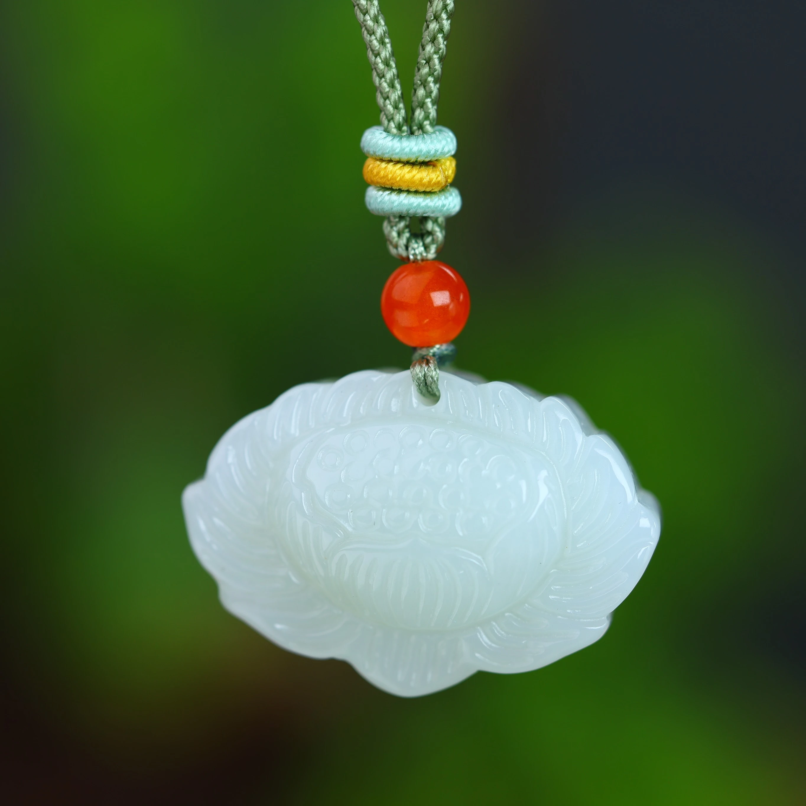 Genuine China Nephrite Stone White Hetian Jade Lotus Flower Pendant Lucky Amulet Necklace Men Women Certified Jewelry Gifts