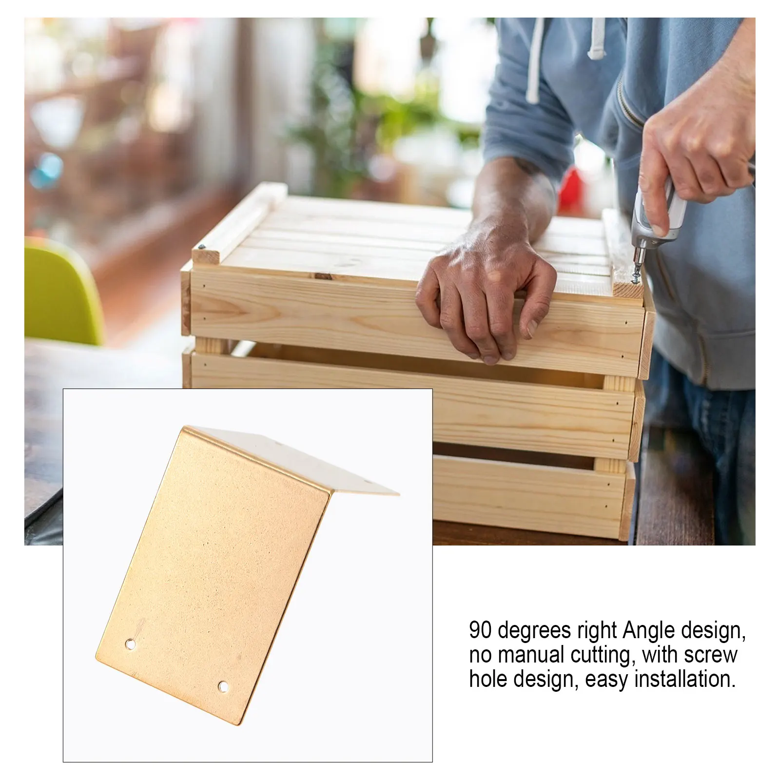 

4Pcs Copper Corner Protectors High-Quality Durable Furniture Joint Connectors 90 Degree Right Angle Box Fasteners