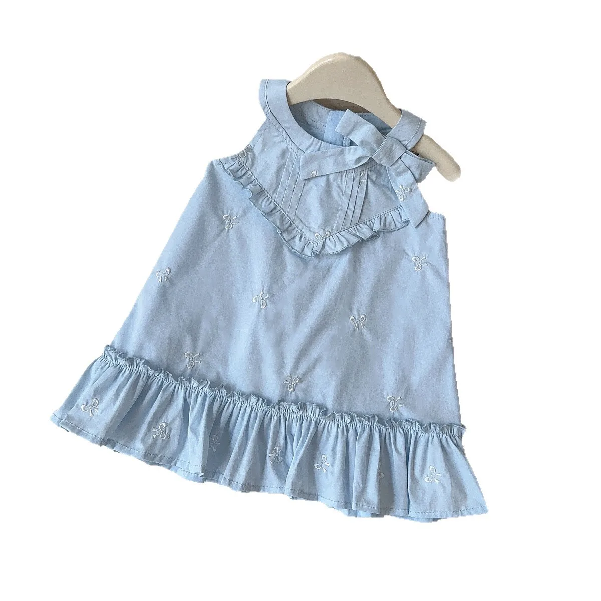 2026 Summer Girls Dress, Embroidery Bow Sleeveless Sundress Fresh Style Princess Dress  for 90-140cm