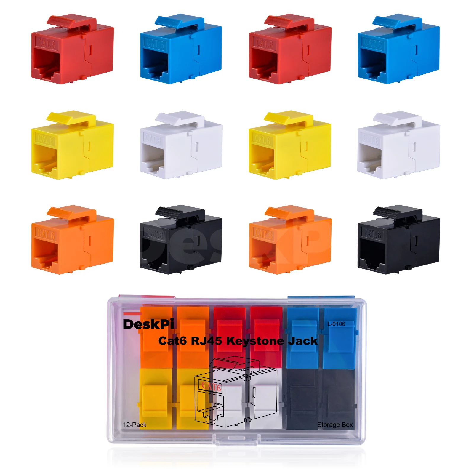 DeskPi Rackmate Accessories 12 Port Cat6A RJ45 Keystone Jacks
