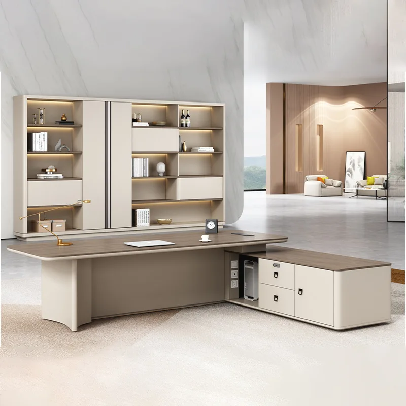 

Boss Table President's Table Light Office Furniture Manager's Table and Chair Combination Light Luxury Atmosphere