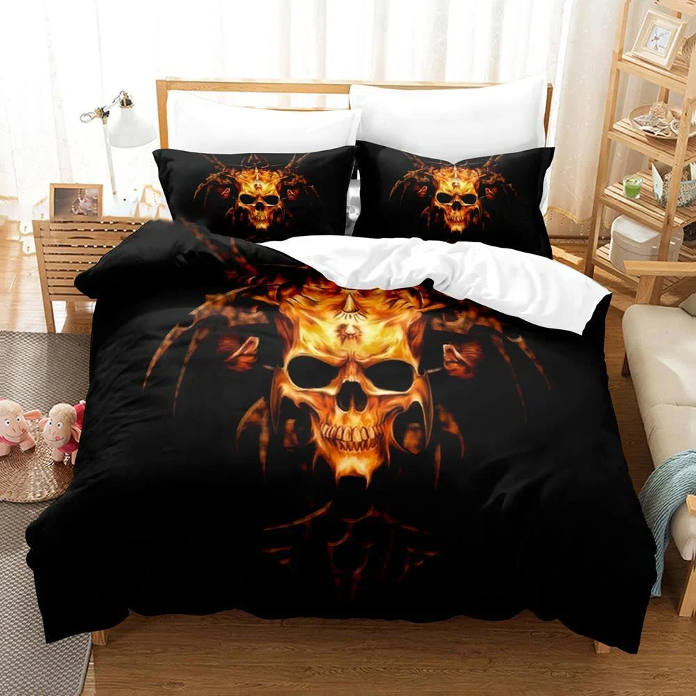 3D Print Dark Satanic Bedding Set,Duvet Cover Comforter Bed Set Quilt Cover Pillowcase,King Queen Twin Size Boys Girls Adults