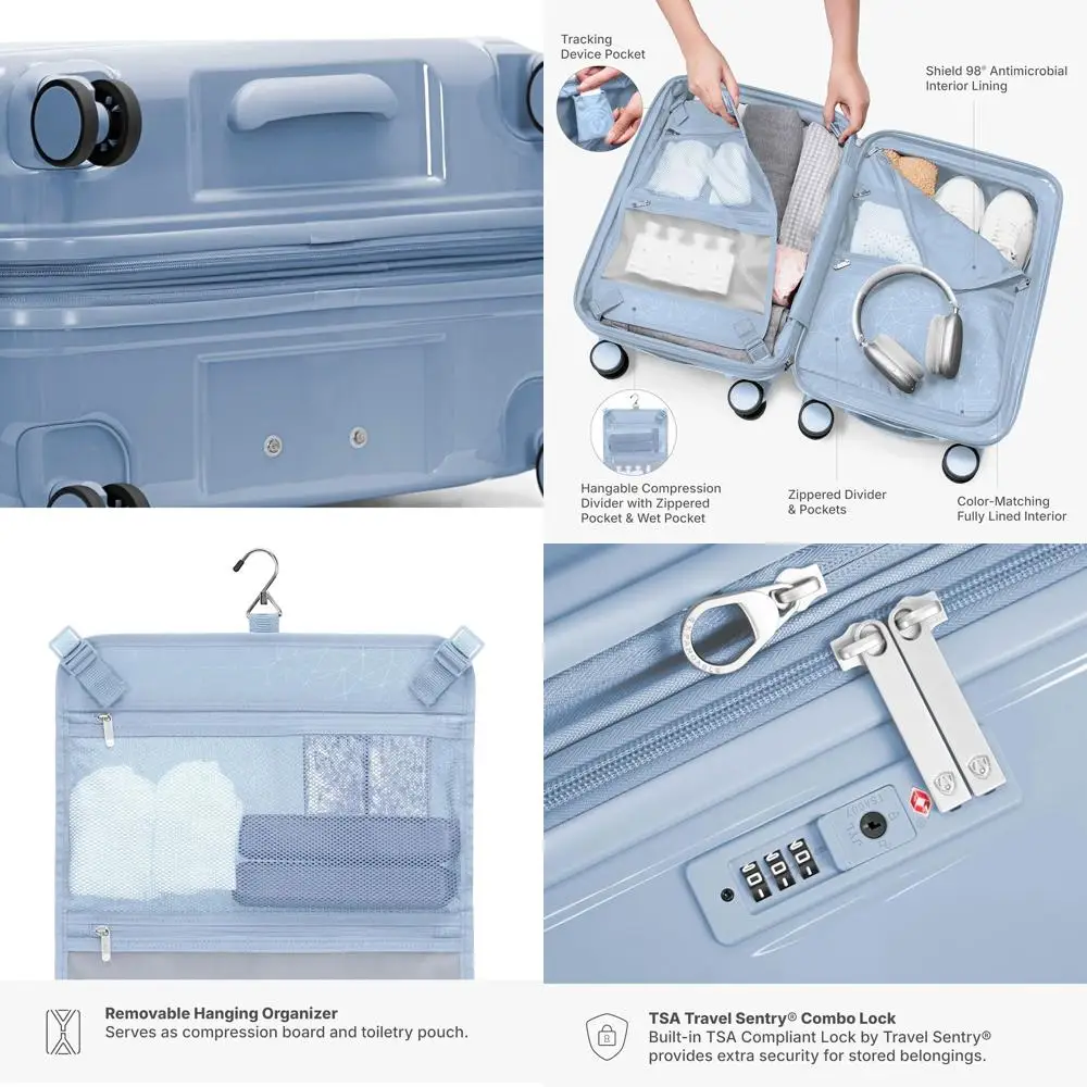 Valise rigide bleue Edinburgh II 21 avec serrure TSA, taille à main