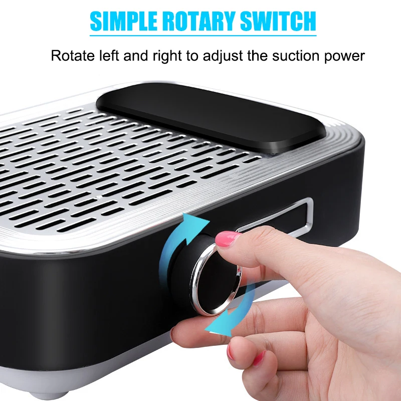 Aspirador recolector de polvo de uñas de succión fuerte, gran potencia, 4500RPM, 80W, con ajustador, potente limpiador de polvo de uñas para limpieza de uñas