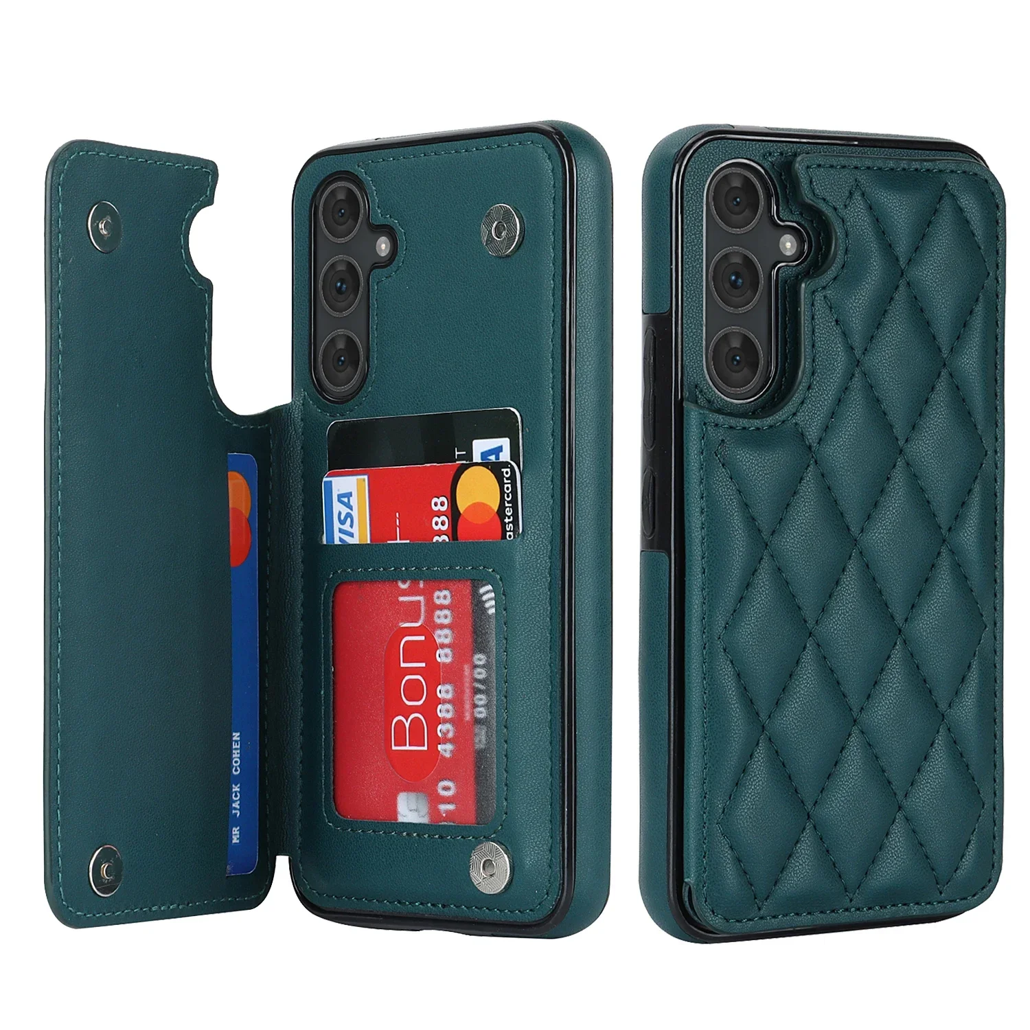 Cards Solt Magnetic Leather Wallet Case For Samsung A54 A14 A55 A52 A15 A35 S23 S24 Ultra S22 Plus S21 FE S20 Note20 Bag Cover