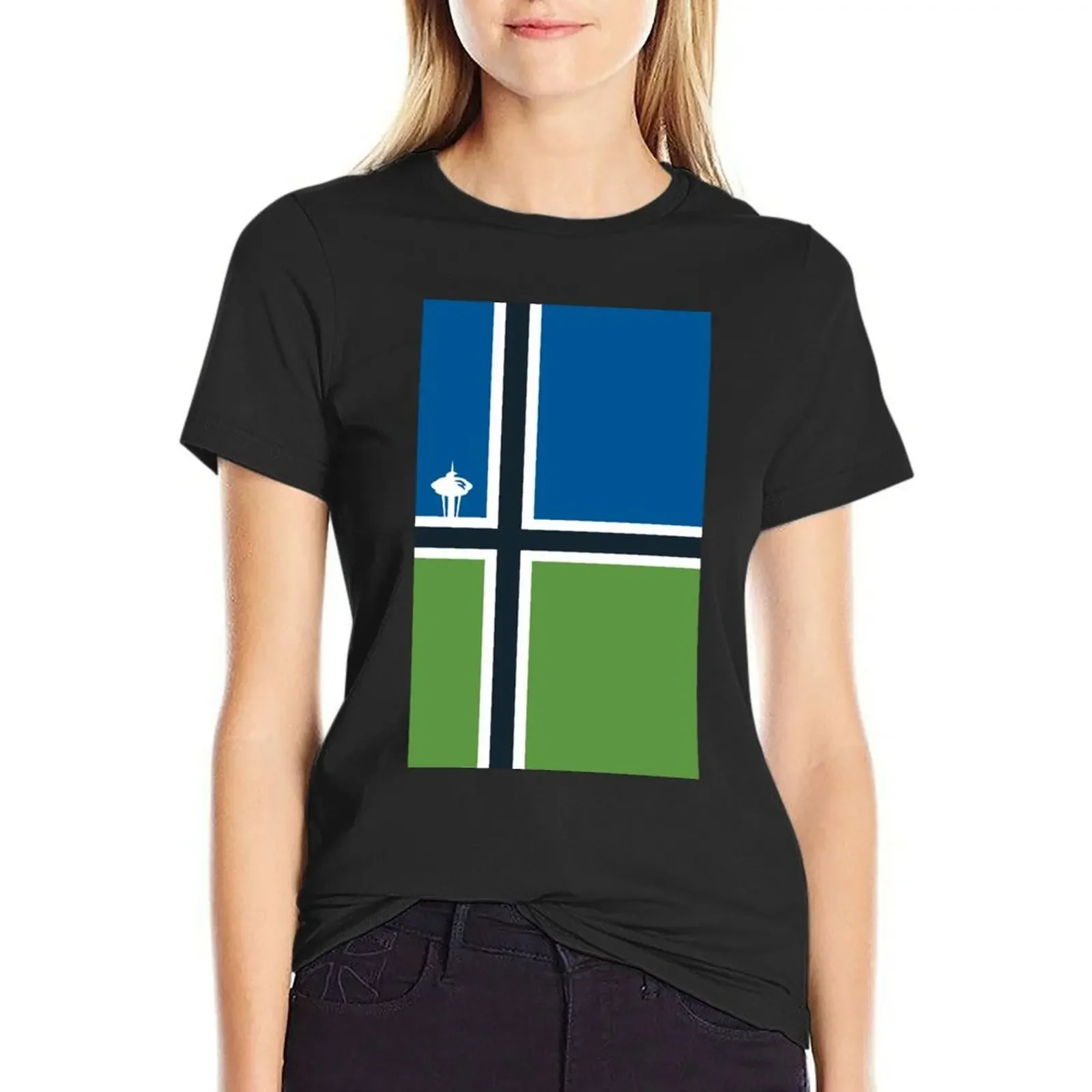 

Seattle Futbol Soccer Inspired Art T-Shirt plain aesthetic clothes funny oversized t shirts for Women