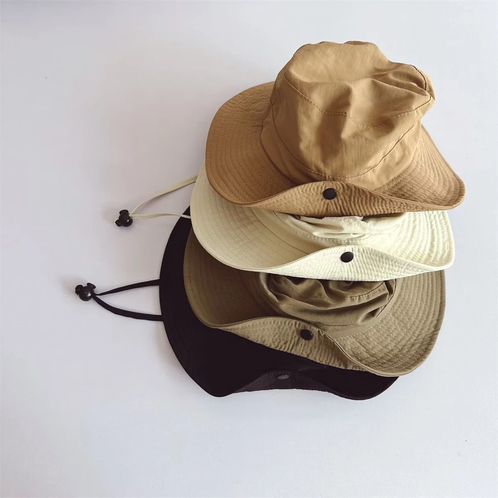 New Children Bucket Hats Summer Solid Color Sunhat Kids Fishing Hat Sunshade Visor Boys Girls Outdoor Fashion Beach Cap For 2-6Y