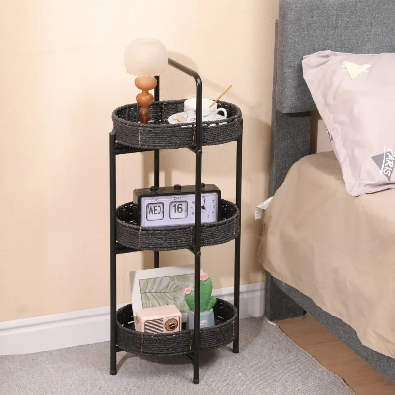 

Black 3 Tier Corner Shelf Bathroom Bedroom Storage Rack Multifunctional Display Shelf for Home Organizer
