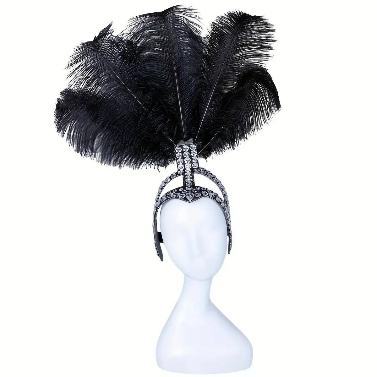 

Glamorous Feather Headband Inspired By The 1920S With Rhinestones Costume Accessory Suitable For Halloween Graduation