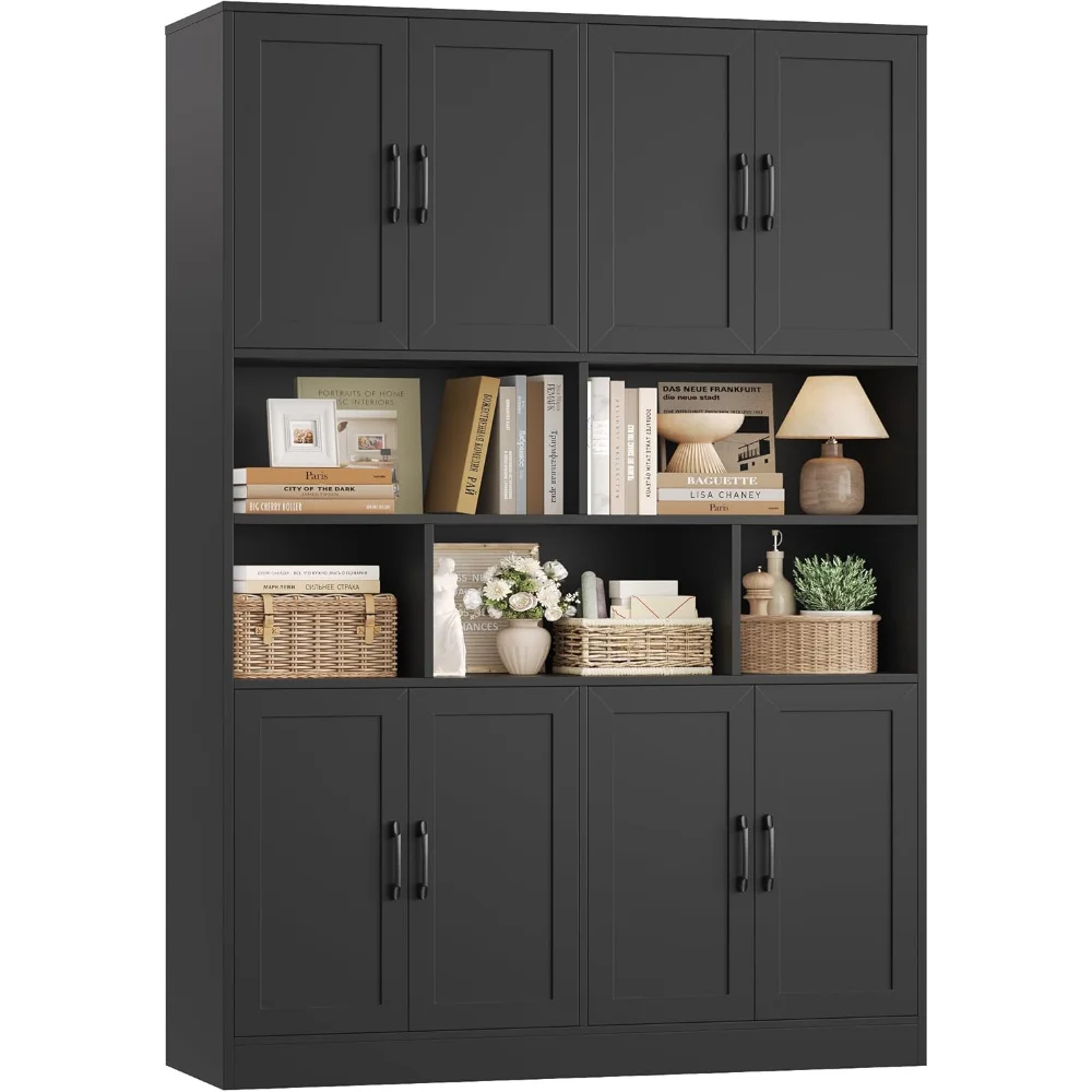 

71" Tall Storage Cabinet, Large Kitchen Cabinet with Doors and Deep Shelves, 47" Freestanding Display Shelf