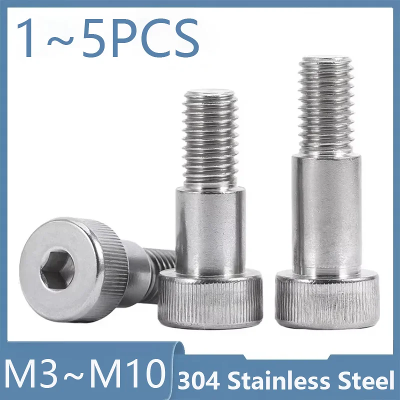 1-5pcs Hex Socket Cap Head Shoulder Roller Bearing Screw M3 M4 M5 M6 M8 M10 304Stainless Steel Knurled Hex Socket Cap Head Screw