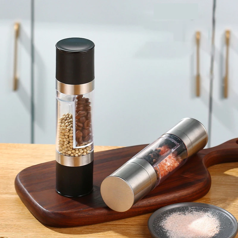 Salt And Pepper Grinder 2 In 1 Manual Stainless Steel Salt Pepper Mills With Adjustable Ceramic Grinding Spice Mill Kitchen Tool