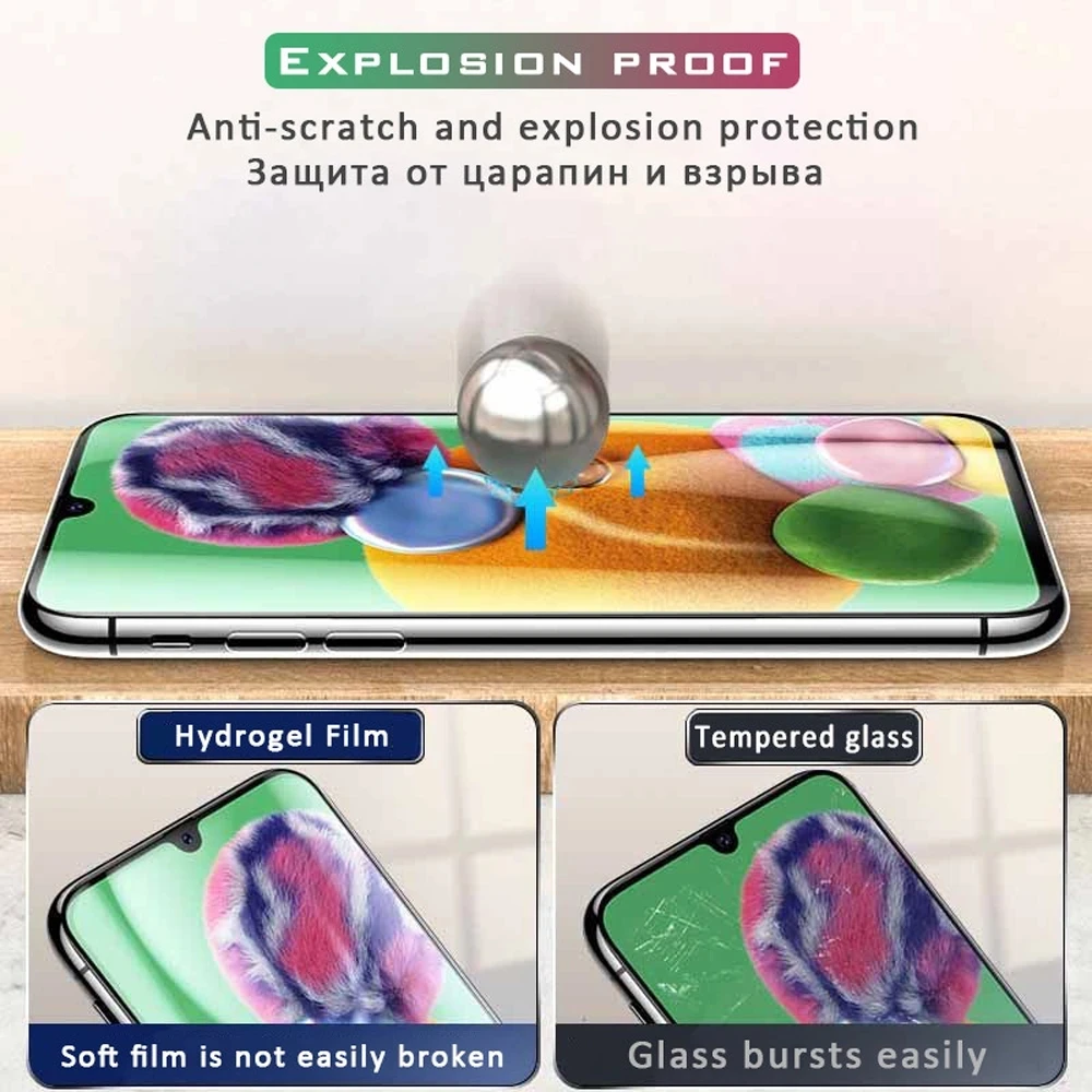 Protecteur d'écran en film hydrogel 9D, pas de verre, adapté pour Samsung Galaxy A14 A04 A04E A34 A54 M54 M14 A12 A13 A53 A73 M52 M53 M62 M13, 4 pièces