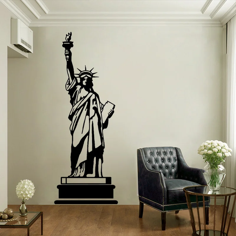 Large Size New York Landmark Building Statue Of Liberty Wall Sticker Home Decor Living Room Vinyl Removable Black Mural E681